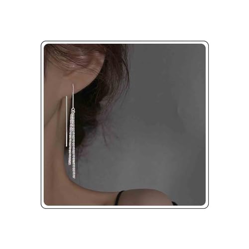 Aneneiceera Vintage Kette Einfädler Ohrringe Silber Kette Tropfen Ohrringe Punk Quaste Kette Ohrringe Kette Ziehen Durch Ohrringe Schmuck Für Frauen von Aneneiceera