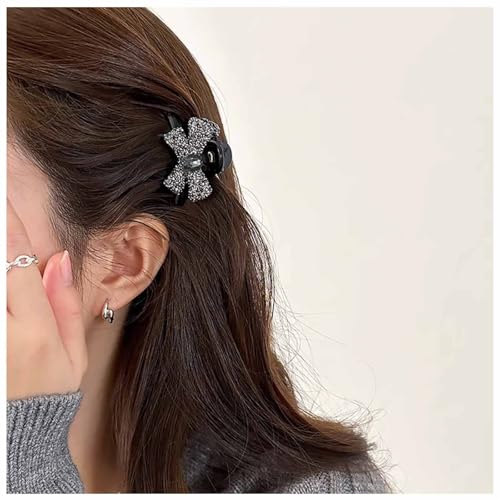 Aneneiceera Vintage Kleine Acrylbogen Haarspange Barrette Schwarzer Bogenknoten Haarspange Klemme Schimmernde Cz Fliege Haarspange Clips Dekoratives Haarzubehör Für Frauen von Aneneiceera