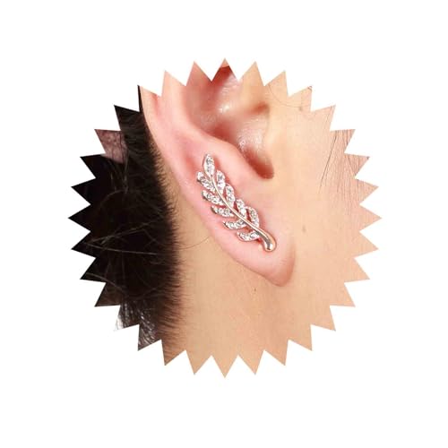 Aneneiceera Vintage Kristall Blatt Ohr Climber Ohrringe Silber - Cz Crawler Mit Strass Und Winzigen Kubischen Zirkonia - Schmuck Für Frauen Und Mädchen von Aneneiceera