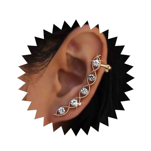 Aneneiceera Vintage Kristall Böses Auge Ohrringe Cz Augenmanschette Wrap Ohrringe Strass Auge Wrap Clip Ohrringe Kristall Punkt Krabbler Ohrringe Schmuck Für Frauen Und Mädchen von Aneneiceera