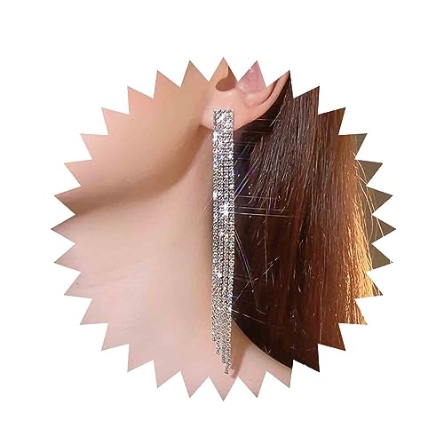 Aneneiceera Vintage Kristall Boho Ohrringe - Silber Tennis Kette Lange CZ Fransen Quaste Strass Schmuck Für Frauen Und Mädchen von Aneneiceera