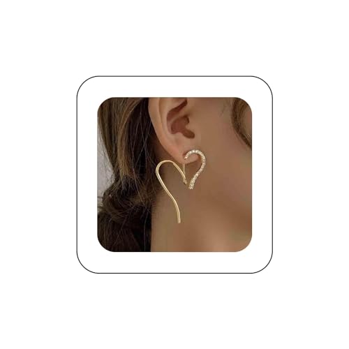 Aneneiceera Vintage Kristall Herz Ohrstecker Ohrringe Gold Offenes Herz Reif Ohrringe Strass Liebe Herz Ohrringe Glanz Hochzeit Liebe Ohrringe Schmuck Für Frauen Und Mädchen von Aneneiceera