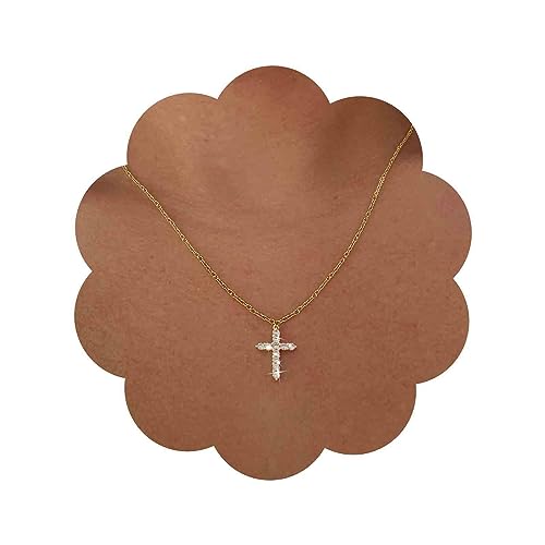 Aneneiceera Vintage Kristall Kreuz Choker Halskette Gold Cz Kreuz Anhänger Halskette Strass Kreuz Halskette Religiöse Halskette Kette Schmuck Für Frauen Und Mädchen (mit Kristall) von Aneneiceera