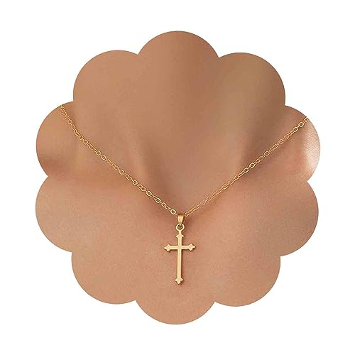 Aneneiceera Vintage Kristall Kreuz Halskette Gold Cz Kreuz Anhänger Halskette Strass Kreuz Kreuz Halskette Religiöse Halskette Kette Schmuck Für Frauen Und Mädchen (ohne Kristall) von Aneneiceera