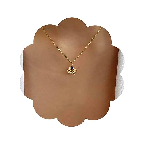 Aneneiceera Vintage Kristall Krone Anhänger Halskette Gold Cz Inlay Krone Choker Halskette Saphir Krone Halskette Cz Krone Charme Halskette Kette Schmuck Für Frauen Und Mädchen von Aneneiceera