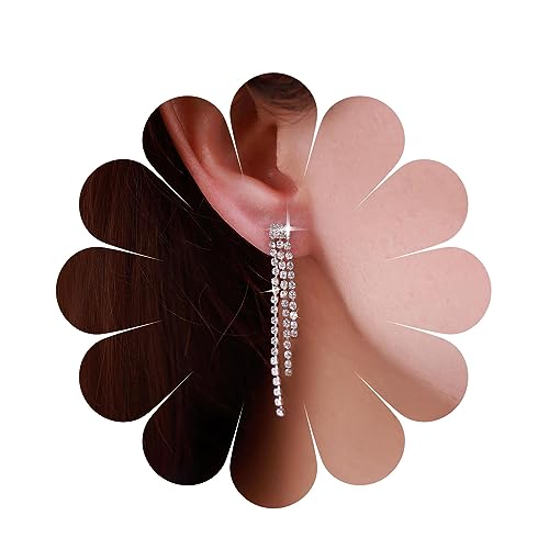 Aneneiceera Vintage Kristall Kronleuchter Ohrringe Silber Tennis Kette Ohrringe Lange Strass Kette Baumeln Ohrringe Cz Gepflastert Kette Quaste Ohrringe Hochzeit Schmuck Für Frauen Und Mädchen (kurz) Aneneiceera Vintage Kristall Kronleuchter Ohrringe Silber Tennis Kette Ohrringe Lange Strass Kette Baumeln Ohrringe Cz Gepflastert Kette Quaste Ohrringe Hochzeit Schmuck Für Frauen Und Mädchen (kurz) von Aneneiceera