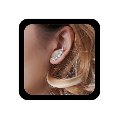 Aneneiceera Vintage Kristall Ohrkletterer Ohrringe Silber Strass Ohrringe Winzigen Cluster Cz Ohrstecker Ohrring Klettern Kristall Ohrring Schmuck Für Frauen (Silber) von Aneneiceera