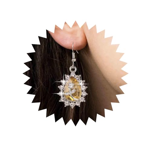 Aneneiceera Vintage Kristall Ohrringe Wassertropfen Strass Ohrringe Kronleuchter Tropfen Ohrringe Hochzeit Cz Teardrop Ohrringe Schmuck Für Frauen Und Mädchen (gelb) von Aneneiceera