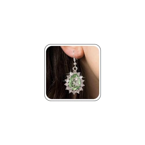 Aneneiceera Vintage Kristall Ohrringe Wassertropfen Strass Ohrringe Kronleuchter Tropfen Ohrringe Hochzeit Cz Teardrop Ohrringe Schmuck Für Frauen Und Mädchen (grün) von Aneneiceera