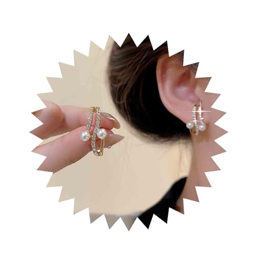 Aneneiceera Vintage Kristall Perle Nadel Klaue Ohrstecker Ohrringe Breite Kristall Ohrstecker Gold Cz Perle Multi Hoop Ohrringe Punk Strass Ohrringe Glanz Cz Huggie Illusion Ohrringe Boho Klaue von Aneneiceera
