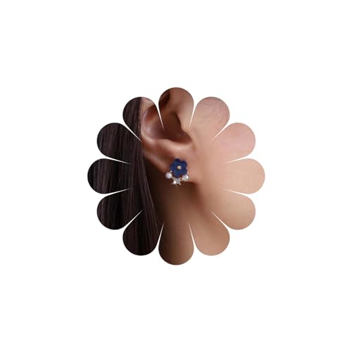 Aneneiceera Vintage Kristall Polymer Ton Ohrringe Blau Ton Blume Ohrringe Winzige Cz Perle Ohrringe Handgemachte Ton Gänseblümchen Blume Ohrstecker Schmuck Für Frauen Und Mädchen von Aneneiceera