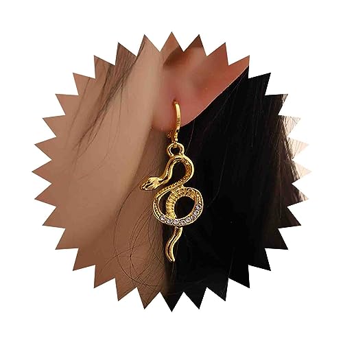 Aneneiceera Vintage Kristall Schlange Baumeln Ohrringe Gold Schlange Huggie Hoop Ohrringe Cz Schlange Ohrringe Punk Halloween Schlange Ohrringe Schmuck Für Frauen Und Mädchen (gold) von Aneneiceera