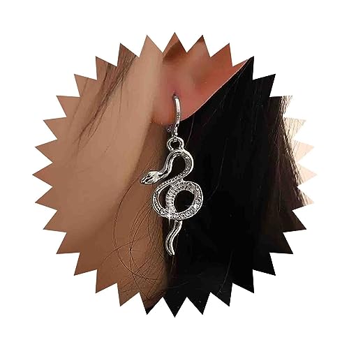 Aneneiceera Vintage Kristall Schlange Baumeln Ohrringe Silber Schlange Huggie Hoop Ohrringe Cz Schlange Ohrringe Punk Halloween Schlange Ohrringe Schmuck Für Frauen Und Mädchen (Silber) von Aneneiceera