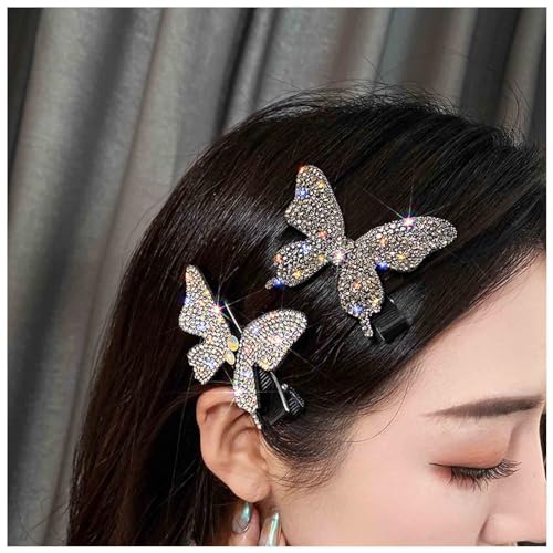 Aneneiceera Vintage Kristall Schmetterling Haarspange Silber Cz Haarspange Clip Bling Strass Haarnadel Kopfschmuck Glanz Schmetterling Haarschmuck Für Frauen Und Mädchen (silber) von Aneneiceera