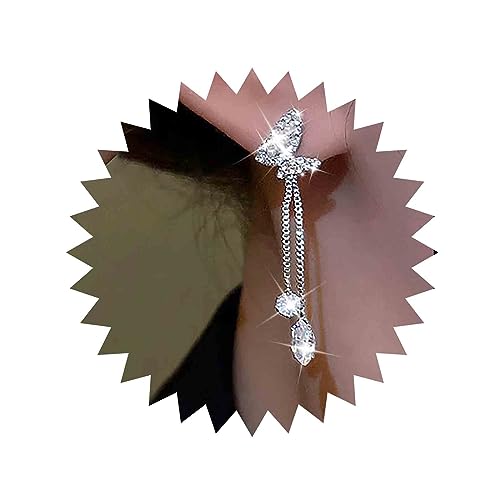 Aneneiceera Vintage Kristall Schmetterling Ohrstecker Silber Strass Ohrringe Cz Fransen Ohrringe Quaste Cz Perle Schmetterling Ohrringe Schmuck Für Frauen Und Mädchen (mit Perle) von Aneneiceera