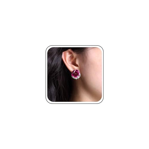 Aneneiceera Vintage Lila Kristall Rose Ohrringe Cz Rose Blume Ohrstecker Ohrringe Hochzeit Strass Ohrringe Lila Rose Charme Ohrringe Schmuck Für Frauen Und Mädchen (lila) von Aneneiceera