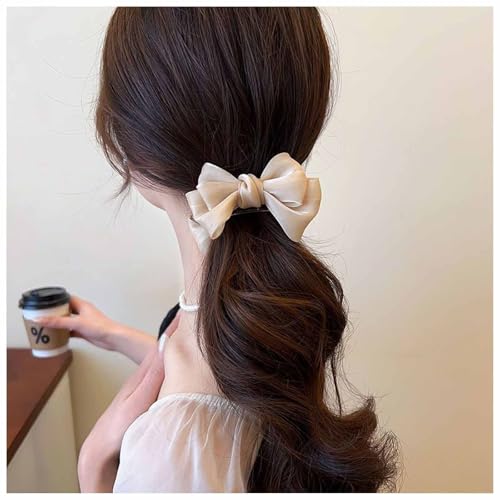 Aneneiceera Vintage Mesh Bogen Haar Kralle Clip Stoff Pferdeschwanz Kiefer Clip Fliege Kralle Barrette Mesh Banane Clip Barrette Bowknot Schnalle Clip Haarschmuck Für Frauen (Champagner) von Aneneiceera