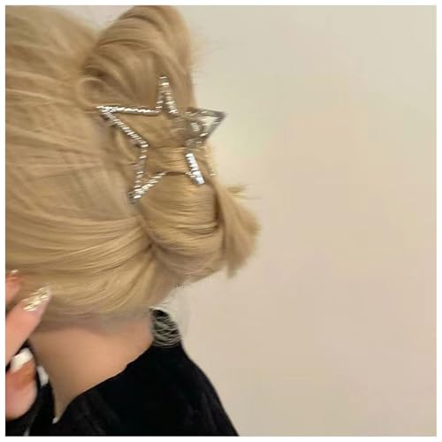 Aneneiceera Vintage Metall Stern Haarspange Barrette Hohlen Stern Haar Klammer Clips Kopfbedeckungen Silber Große Legierung Haar Kralle Barrette Dekorative Kopfbedeckung Haarschmuck Für Frauen von Aneneiceera