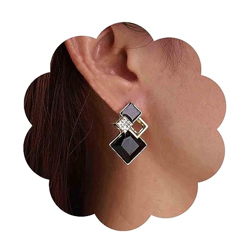 Aneneiceera Vintage Onyx Quadratische Baumeln Ohrringe Schwarz Hohl Quadratische Ohrstecker Cz Kristall Quadratische Ohrringe Strass Geometrische Ohrringe Schmuck Für Frauen Und Mädchen (schwarz) von Aneneiceera