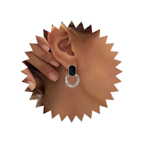 Aneneiceera Vintage Onyx Quadratische Ohrstecker Gold Kristall Kreis Baumeln Ohrringe Cz Gepflastert Halo Kreis Ohrringe Geometrisch Schwarz Kristall Quadrat Ohrringe Schmuck Für Frauen Und Mädchen von Aneneiceera