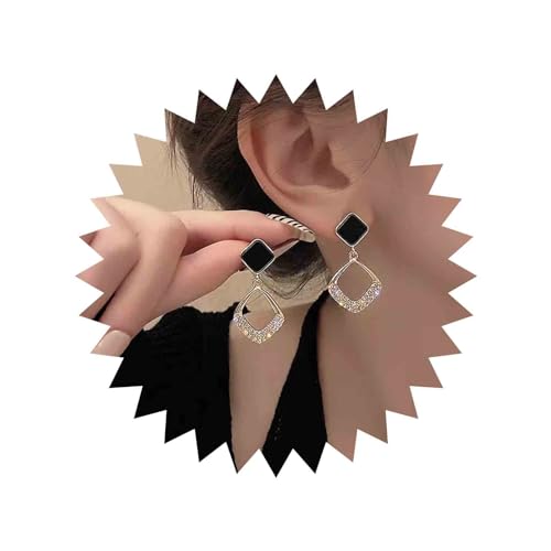 Aneneiceera Vintage Onyx Quadratische Ohrstecker Gold Kristall Reifen Baumeln Ohrringe Cz Gepflastert Halo Quadratische Ohrringe Geometrische Cz Quadratische Baumeln Schmuck Für Frauen Und Mädchen von Aneneiceera