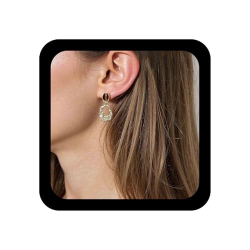 Aneneiceera Vintage Ovale Bernstein Ohrstecker Emaille Braun Ohrring Gehämmert Unregelmäßigen Kreis Baumeln Ohrring Runde Perle Reifen Tropfen Ohrringe Schmuck Für Frauen von Aneneiceera