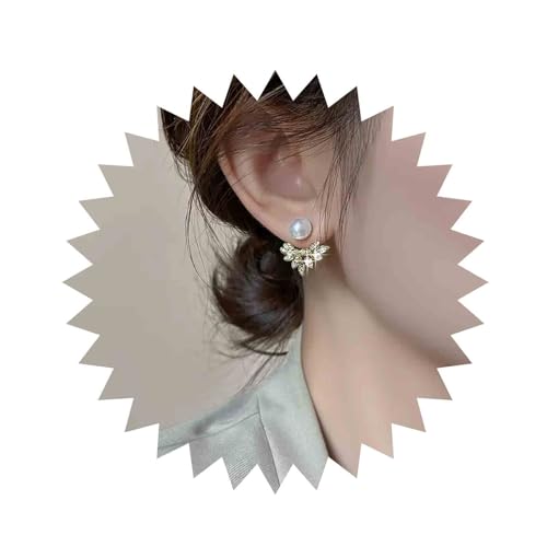 Aneneiceera Vintage Perle Blatt Ohr Jacke Ohrringe Gold Perle Ohrstecker Ohrringe Kristall Bösen Blick Ohrringe Lotus Blume Jacke Cluster Blatt Ohrringe Schmuck Für Frauen Und Mädchen (Kristall A) von Aneneiceera