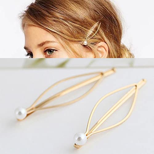 Aneneiceera Vintage Perlen Haarspange Set Barrette Boho Gold Haarnadel Retro Haarspange Dekorativ Tägliches Tragen Haarklemmen Haar Bobby Pins Hochzeit Haarschmuck Für Frauen Und Mädchen 2 Stück von Aneneiceera