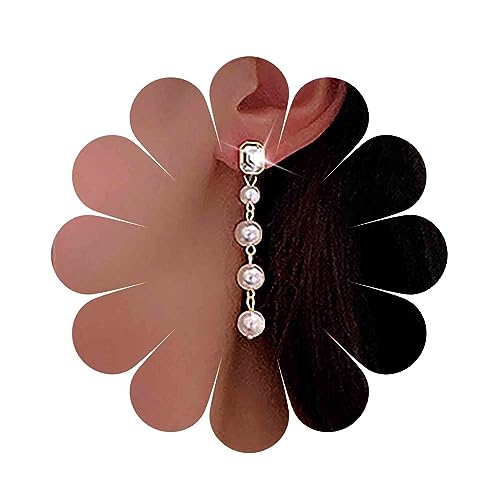 Aneneiceera Vintage Perlen Ohrringe Lange Perlen Ohrringe Perlenkette Ohrringe Gold Kristall Ohrstecker Hochzeit Perlen Ohrringe Schmuck Für Frauen Und Mädchen von Aneneiceera