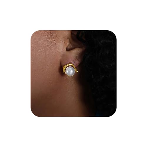 Aneneiceera Vintage Perlen Ohrstecker Perlen Ohrringe Runde Knopf Ohrringe Antike Perle Hochzeit Ohrringe Schmuck Für Frauen Und Mädchen von Aneneiceera