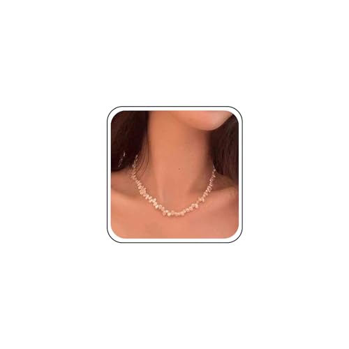 Aneneiceera Vintage Perlenkette Choker Halskette Unregelmäßig Perlenkette Silber Perlenkette Halskette Boho Samen Perlen Halskette Schmuck Für Frauen Und Mädchen von Aneneiceera