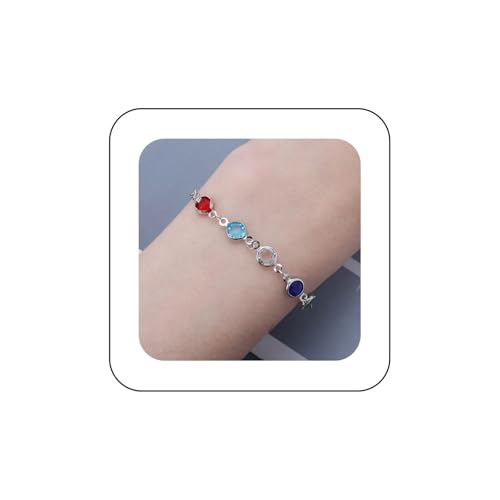 Aneneiceera Vintage Regenbogen Kristall Bunt Strass Hand Kette Armband Braut Kristall Armband Hand Kette Schmuck Für Frauen (Silber) von Aneneiceera