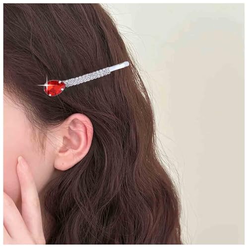 Aneneiceera Vintage Rubin Kristall Haarspange Cz Rote Haarspange Tropfen Rubin Strass Pin Cz Kopfclip Kopfbedeckung Dekorative Kopfbedeckungen Haarzubehör Für Frauen (rot) von Aneneiceera