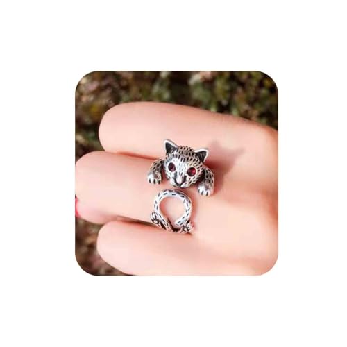 Aneneiceera Vintage Rubin Leopard Ringe Silber Leopard Knöchel Ringe Rot Kristall Leopard Fingerringe Punk Einstellbar Katze Ring Hand Schmuck Für Frauen von Aneneiceera