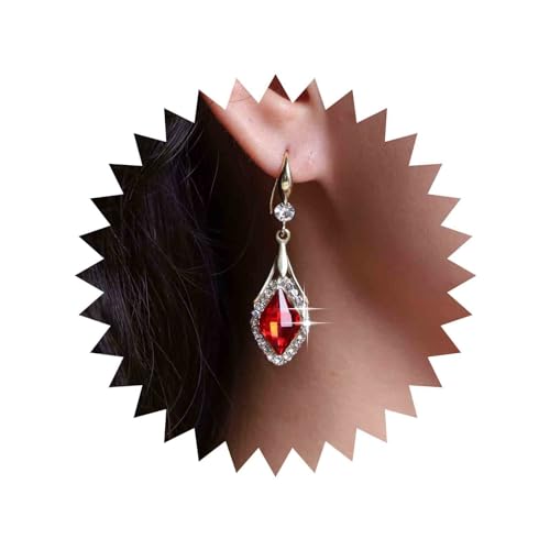 Aneneiceera Vintage Rubin Ohrringe Gold Halo Rot Cz Ohrringe Rot Kristall Tropfen Ohrringe Rot Strass Ohrringe Schmuck Für Frauen Und Mädchen (rot) von Aneneiceera