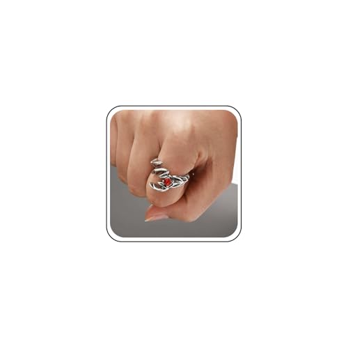 Aneneiceera Vintage Rubin Skorpion Ringe Silber Skorpion Knöchel Ringe Rot Kristall Skorpion Fingerringe Punk Einstellbar Ring Hand Schmuck Für Frauen von Aneneiceera