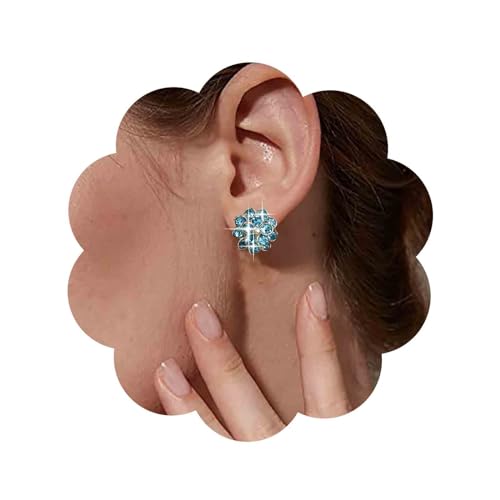 Aneneiceera Vintage Saphir Blume Ohrstecker Ohrringe Hellblau Kristall Ohrringe Rund Strass Kugel Ohrringe Hochzeit Kristall Cz Ohrringe Schmuck Für Frauen Und Mädchen von Aneneiceera