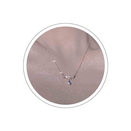 Aneneiceera Vintage Saphir Tropfen Halskette Silber Cz Stern Saphir Choker Halskette Blau Kristall Anhänger Halskette Glänzend Cz Blauer Saphir Halskette Kettenschmuck Für Frauen Und Mädchen von Aneneiceera