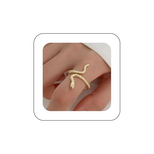 Aneneiceera Vintage Schlangenring Halb Offener Schlangenring Gold Schlange Öffnung Fingerring Punk Reptil Schlangenring Verstellbar Gothic Statement Ring Schmuck Für Frauen von Aneneiceera