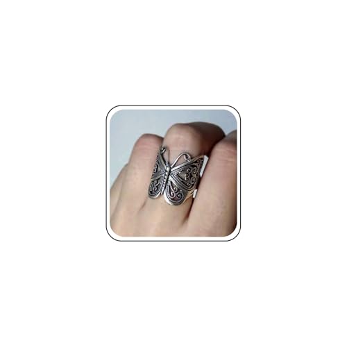 Aneneiceera Vintage Schmetterling Wrap Ringe Gold Metall Schmetterling Ringe Verstellbar Schmetterling Finger Ringe Verstellbar Schmetterling Knöchel Ring Handschmuck Für Frauen (Silber) von Aneneiceera