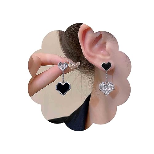 Aneneiceera Vintage Schwarz Kristall Herz Ohrringe Onyx Herz Ohrstecker Ohrringe Schwarz Emaille Herz Ohrringe Strass Cz Herz Form Ohrringe Schmuck Für Frauen Und Mädchen Geschenke von Aneneiceera