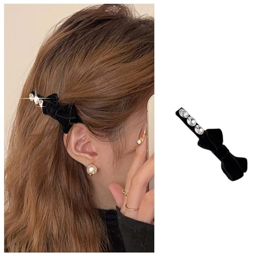 Aneneiceera Vintage Schwarzer Satinbogen Haarspange Barrette Schwarzer Cz Bogenknoten Haarspange Klemme Samt Fliege Haarspange Clips Dekoratives Haarzubehör Für Frauen von Aneneiceera