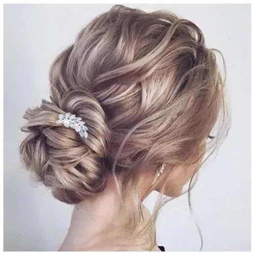 Aneneiceera Vintage Strass Haarkamm Barrette Gold Kristall Blatt Haarspange Kamm Cz Haarspange Kopfbedeckungen Glanz Hochzeitskamm Dekorative Kopfbedeckung Haarschmuck Für Frauen (silber) von Aneneiceera