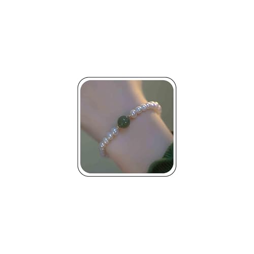 Aneneiceera Vintage Süßwasserperlen Armband Grün Jade Perlen Armband Weiß Strang Perlen Armband Natürlichen Edelstein Armband Handkette Schmuck Für Frauen von Aneneiceera