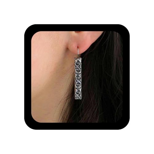 Aneneiceera Vintage Textured Bar Drop Ohrringe Silber Rechteck Bar Baumeln Haken Ohrringe Gehämmert Silber Line Ohrringe Geometrisch Stick Ohrringe Schmuck Für Frauen von Aneneiceera