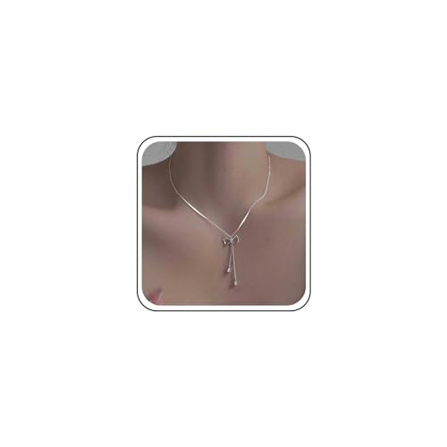 Aneneiceera Vintage Tropfen Kristall Y Tropfen Halskette Silber Filigran Bogen Choker Halskette Kleine Metall Fliege Halskette Cz Y Lariat Halskette Schmuck Für Frauen Und Mädchen von Aneneiceera