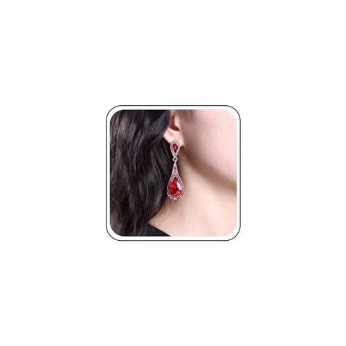 Aneneiceera Vintage Tropfen Ohrringe Saphir Silber Blau Kristall Tropfen Ohrringe Blau Strass Ohrringe Birne Blau Cz Ohrringe Schmuck Für Frauen Und Mädchen (rot) von Aneneiceera