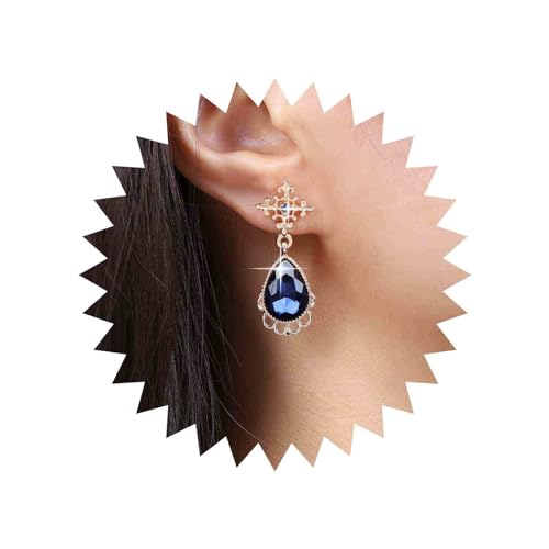 Aneneiceera Vintage Tropfen Saphir Ohrringe Blauem Kristall Baumeln Ohrringe Oval Saphir Tropfen Ohrringe Cz Blau Strass Ohrringe Schmuck Für Frauen Und Mädchen von Aneneiceera
