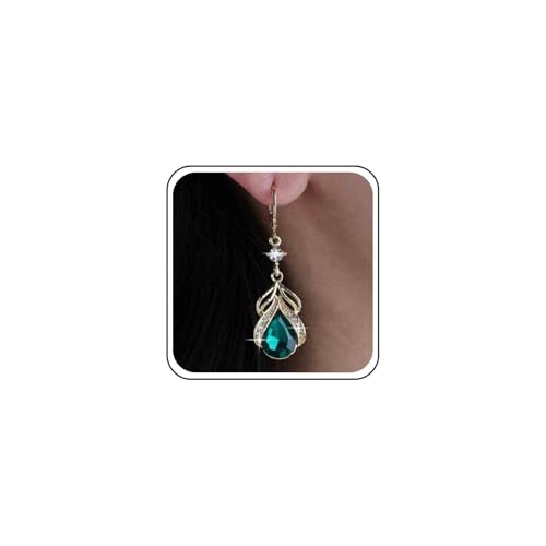 Aneneiceera Vintage Tropfen Smaragd Ohrringe Gold Oval Smaragd Tropfen Ohrring Grün Kristall Baumeln Ohrring Retro Strass Ohrringe Schmuck Für Frauen (grün) von Aneneiceera