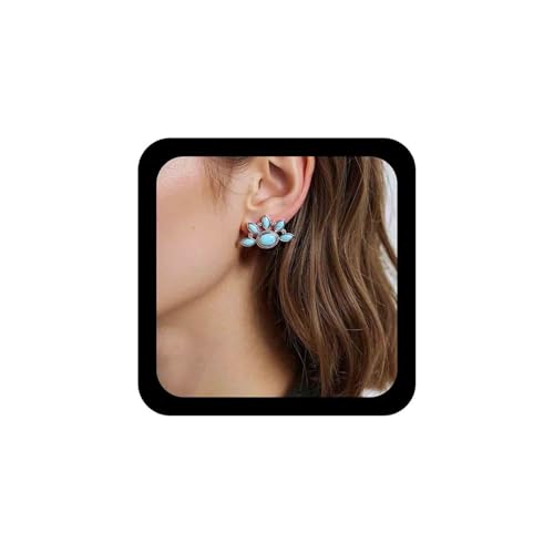 Aneneiceera Vintage Türkis Ohrstecker Ohrringe Cluster Türkis Ohrring Multi Blauen Stein Ohrring Naturstein Ohrringe Schmuck Für Frauen von Aneneiceera